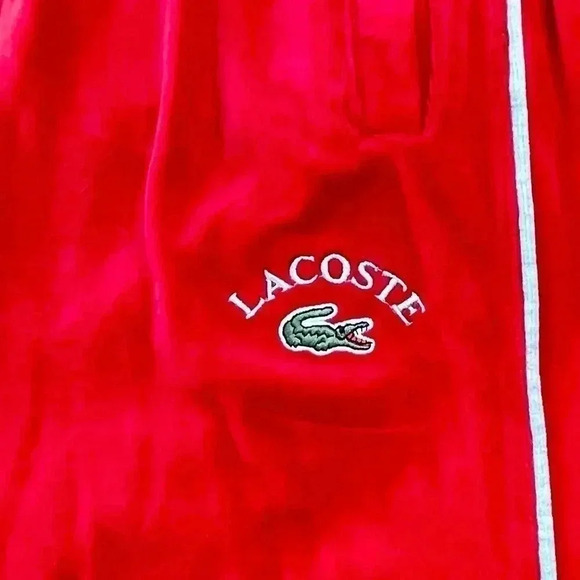 Vintage Lacoste 🐊 Velour | Sweatpants - Joggers | Red & White | Sweatsuit - Picture 2 of 8